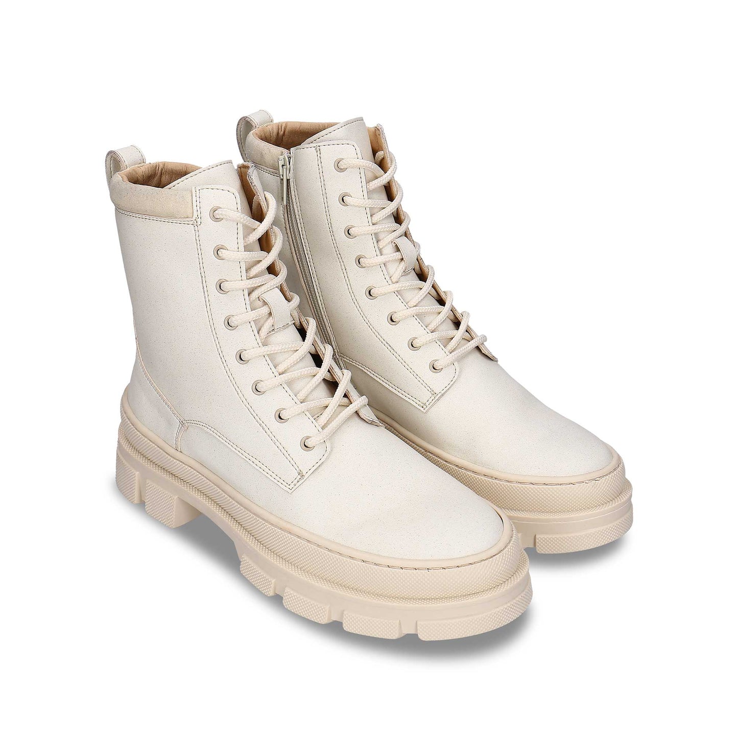 Bottes blanches femme cuir végan de pomme fermeture éclair mi-mollet cheville | NAE