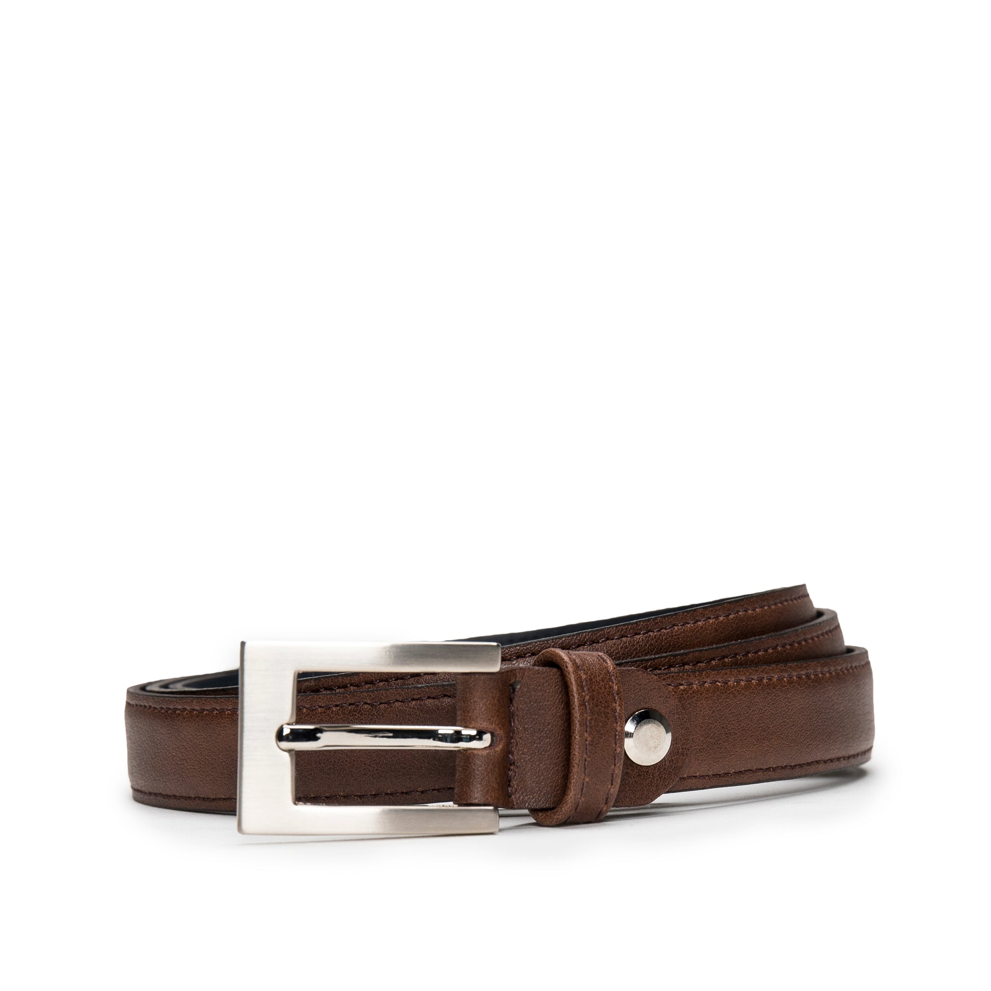 Women belt in brown vegan leather slim width | NAE