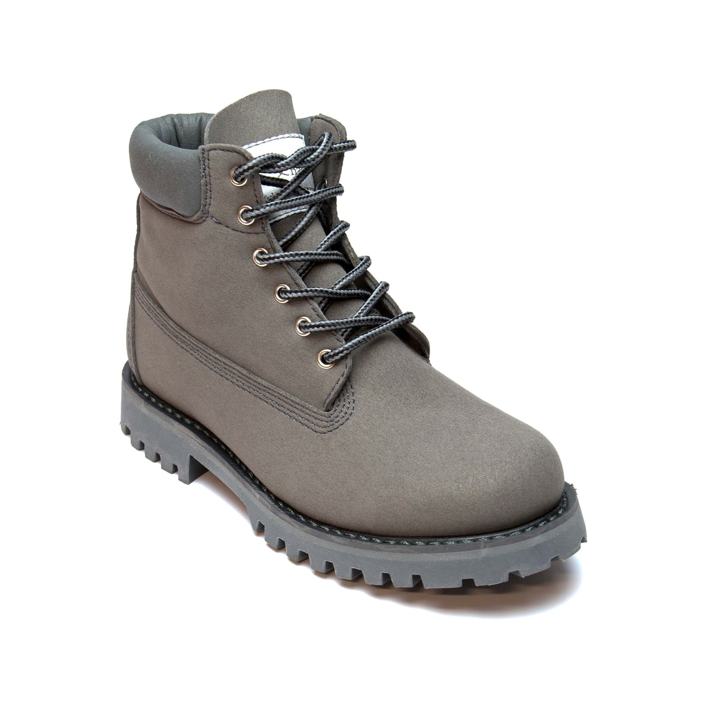 Diagonal view on vegan ankle grey boots for women and men | NAE Vegan Shoes