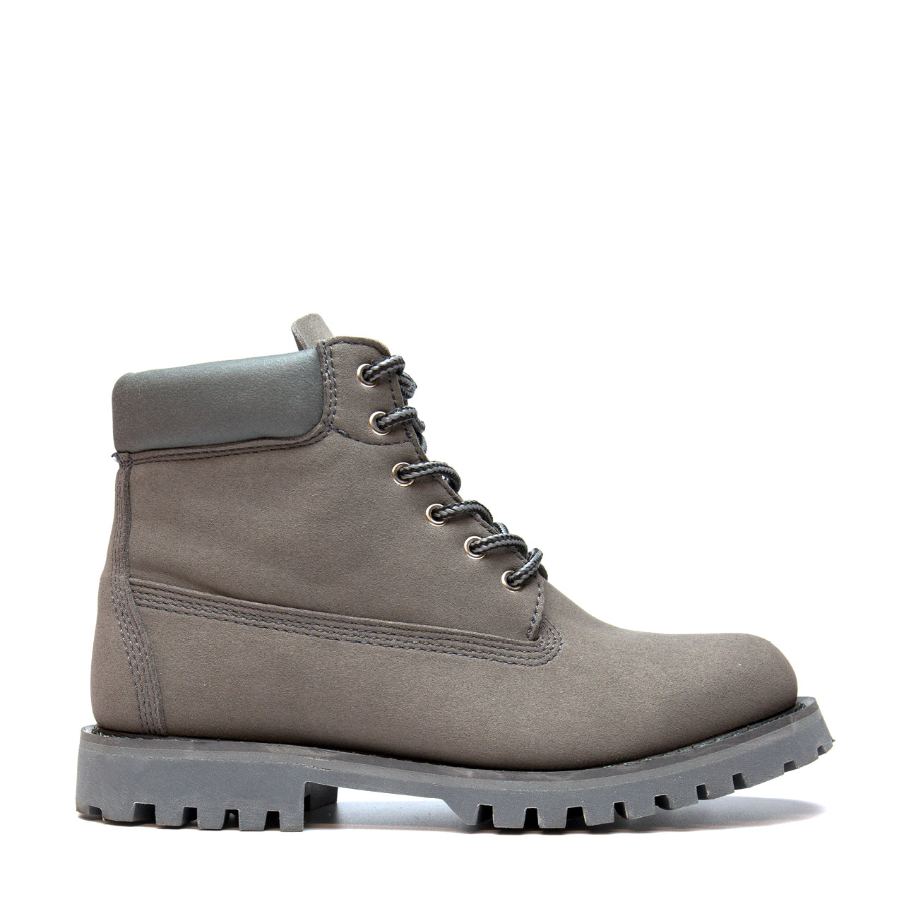 Vegan mountain grey boots with ridged sole in grey microsuede | NAE Vegan Shoes pre-loved