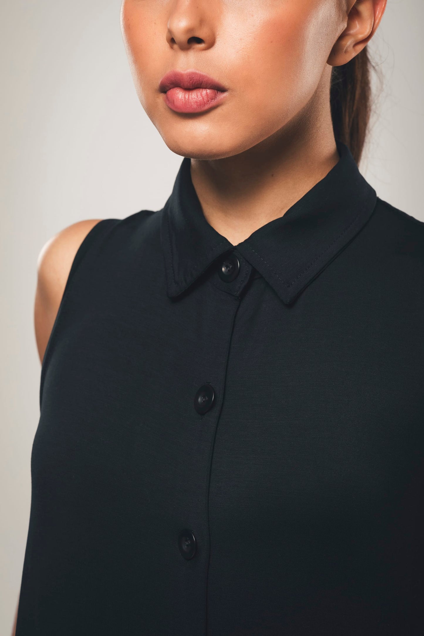 Maxi-Hemdkleid ohne Ärmel in Schwarz - Evelyn