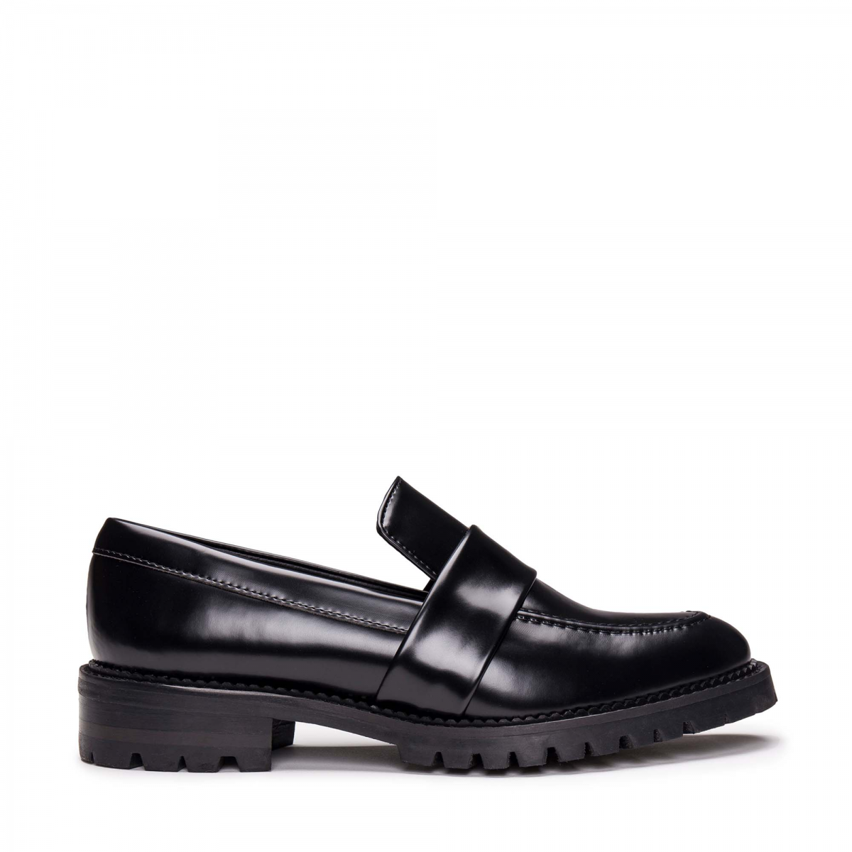 Vegan Shoes | Online Shopping | Elena Black vegan loafer chunky sole ...